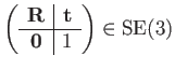 $\displaystyle \left(\begin{array}{c\vert c}
\mathbf{R} & \mathbf{t}\\
\hline \mathbf{0} & 1
\end{array}\right)\in\mathrm{SE}(3)$