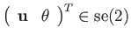 $ \left(\begin{array}{cc}
\mathbf{u} & \theta\end{array}\right)^{T}\in\mathrm{se}(2)$