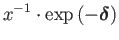 $\displaystyle x^{-1}\cdot\exp\left(-\boldsymbol{\delta}\right)$