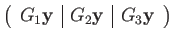 $\displaystyle \left(\begin{array}{c\vert c\vert c}
G_{1}\mathbf{y} & G_{2}\mathbf{y} & G_{3}\mathbf{y}\end{array}\right)$